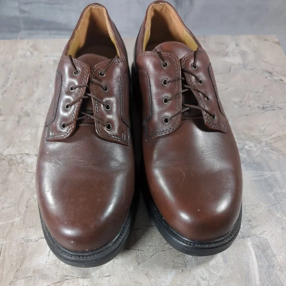 Nunn Bush Mens Size‎ 9 M Brown Leather Plain Toe Upper Oxford Lace Up 81105-51